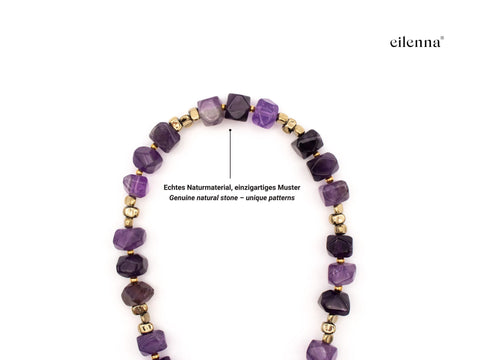 Handykette kurz aus Amethyst Naturstein Perlen, universal Handschlaufe und Schlüsselanhänger mit Karabinern handmade von eilenna