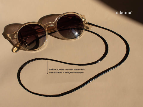 Brillenkette schwarz, Handmade Brillenzubehör, 2-in-1 Sonnenbrillen Brillenkette Lesebrille von eilenna