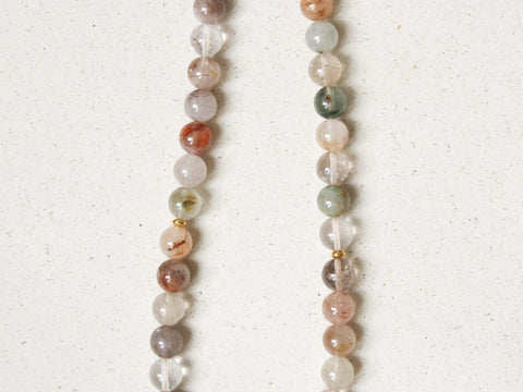 Rutilquarz Halskette Damen, Naturstein Perlenkette mit Einschlüssen, Quarzperlen Schmuck 18K Vergoldet, Geschenk Handgemacht von eilenna