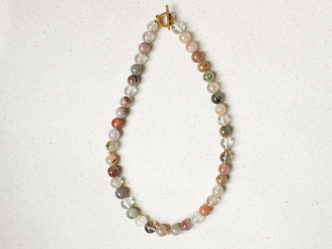 Rutilquarz Halskette Damen, Naturstein Perlenkette mit Einschlüssen, Quarzperlen Schmuck 18K Vergoldet, Geschenk Handgemacht von eilenna