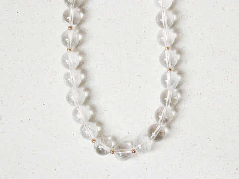 Quarzkristall Halskette Damen, Bergkristall Perlenkette Klar, Hochwertiger Edelstein Schmuck 18K Vergoldet, Handgemacht von eilenna