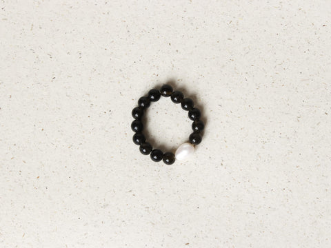 Ring mit goldenem Obsidian & Süßwasserperle, Sera Ring