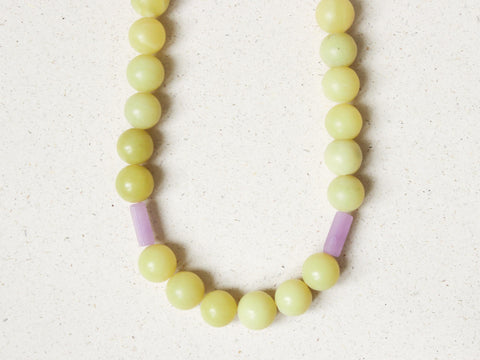 Zitronenjade & Amethyst Halskette, Naturstein Perlenkette Damen, 18K Vergoldet, Handmade Schmuck von eilenna