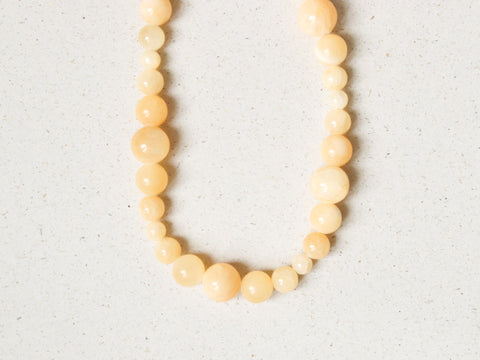 Gelbe Chalcedon Halskette Damen, Naturstein Perlenkette Gelb, Hochwertiger Edelstein Schmuck 18K Vergoldet, Handgemacht von eilenna