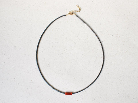 Halskette Edelstein Damen, Handgemacht, Hämatit und Karneol Natursteinen, 18K vergoldet, eilenna
