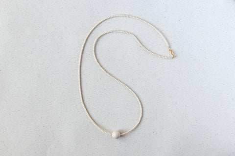Lange Halskette, Zarter Naturstein Schmuck Damen, 18K Vergoldet, Handmade Schmuck von eilenna